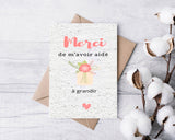 Carte à planter " Merci de m'avoir aidé à grandir" , Graines de coquelicots